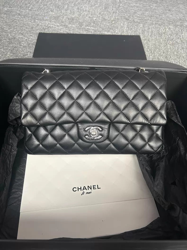 Chanel Chanel CF black silver hardware lambskin medium