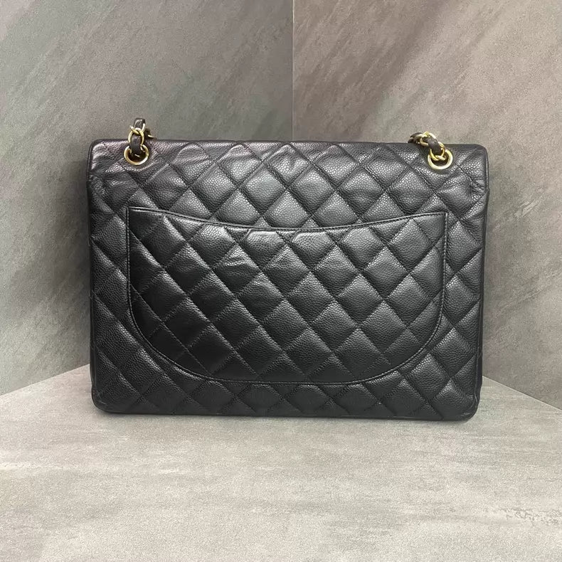 Chanel Chanel CF maxi large black gold hardware pebbled leather