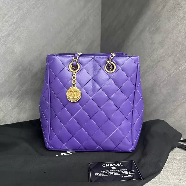Chanel Chanel 20A purple gold hardware leather