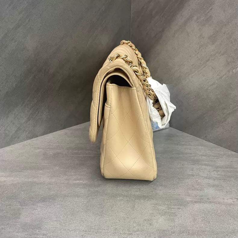 CHANEL Chanel CFJumbo lambskin milk tea gold hardware