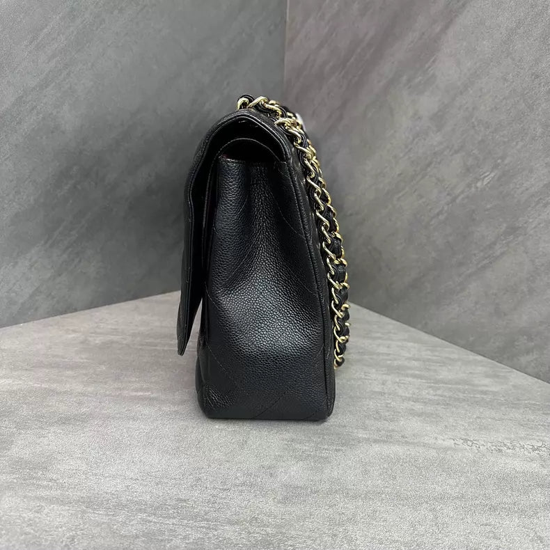 Chanel Chanel CF maxi black gold hardware leather