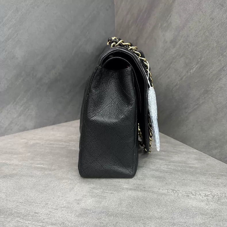 Chanel Chanel CF maxi black gold hardware leather
