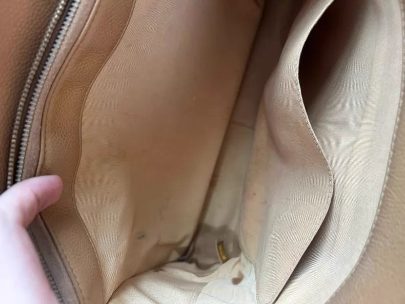 Chanel Chanel milk tea gold hardware pebbled leather leather GST