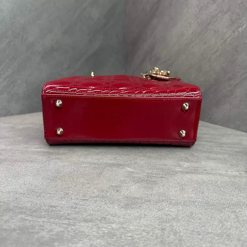 Dior Dior Lady Dior red gold hardware patent leather Lady Dior 20