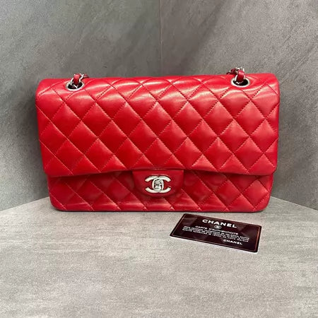 chanel Chanel CF medium red silver hardware lambskin 13