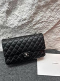 Chanel CF medium 21 black silver hardware lambskin