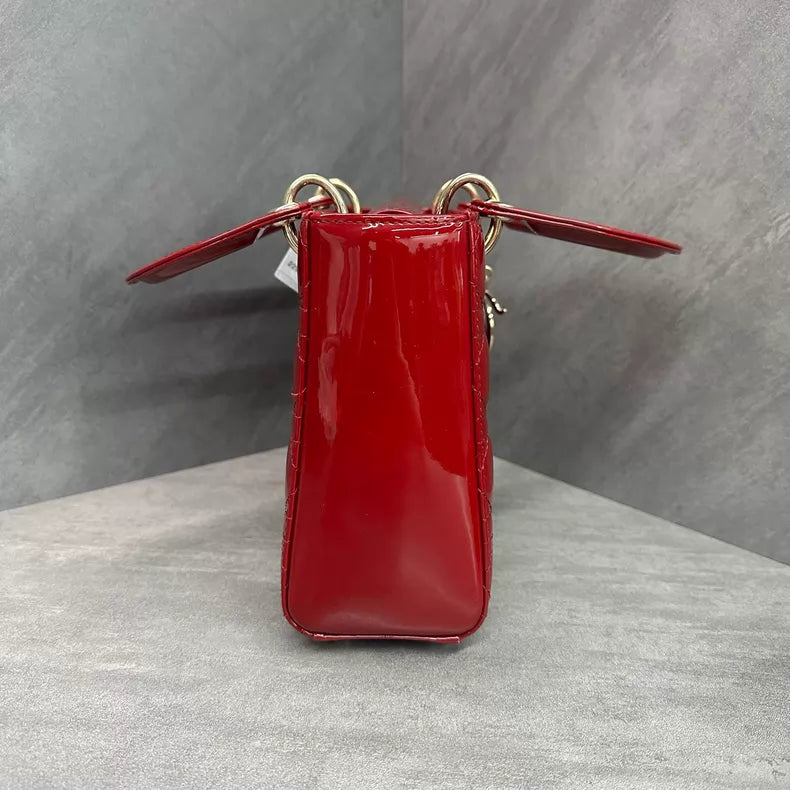 Dior Dior Lady Dior red gold hardware patent leather Lady Dior 20