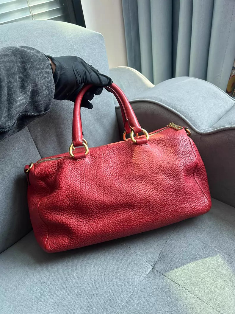 Prada Prada red leather tote handbag in stock
