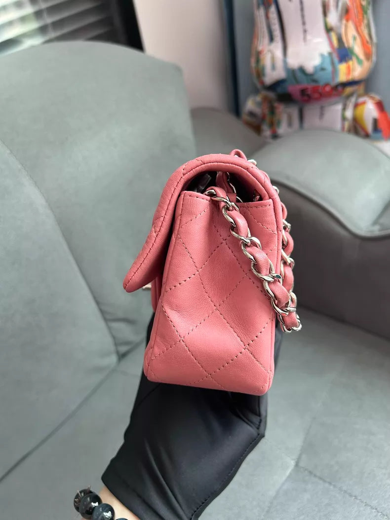 CHANEL Chanel CF mini lambskin pink silver hardware 1