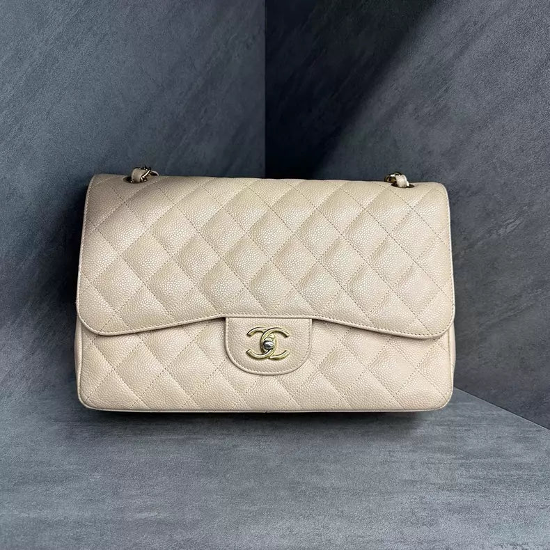 Chanel Chanel CF jumbo beige leather