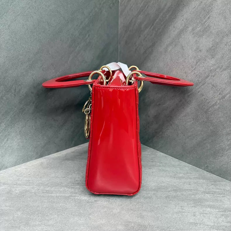 Dior Dior Lady Dior red gold hardware patent leather