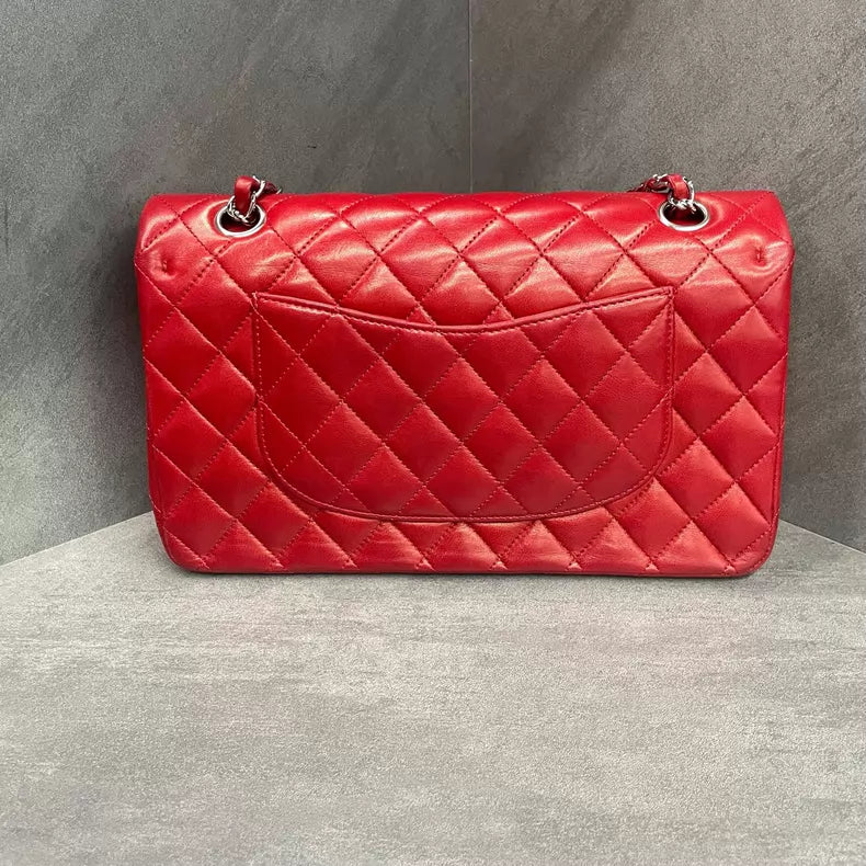 chanel Chanel CF medium red silver hardware lambskin 13