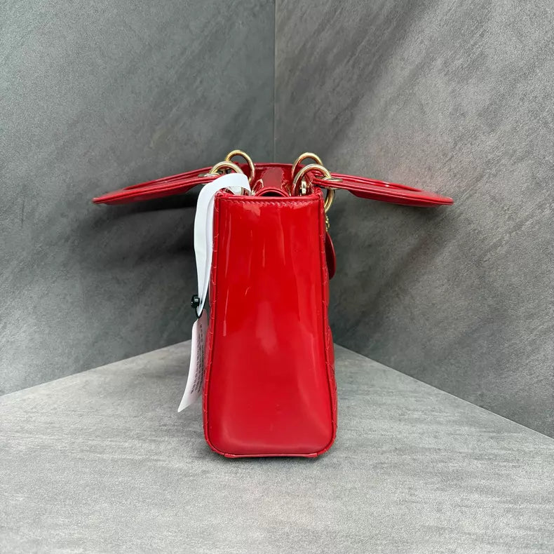 Dior Dior Lady Dior red gold hardware patent leather