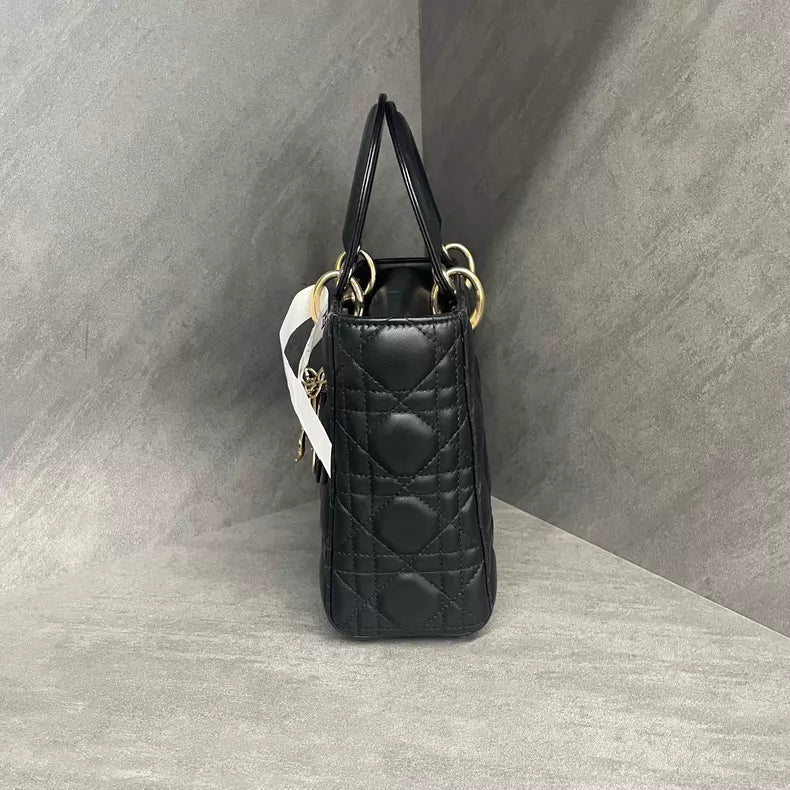 Dior Dior Lady Dior black gold hardware lambskin