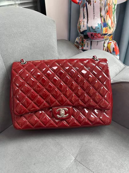 Chanel Chanel cf maxi red large patent leather 15