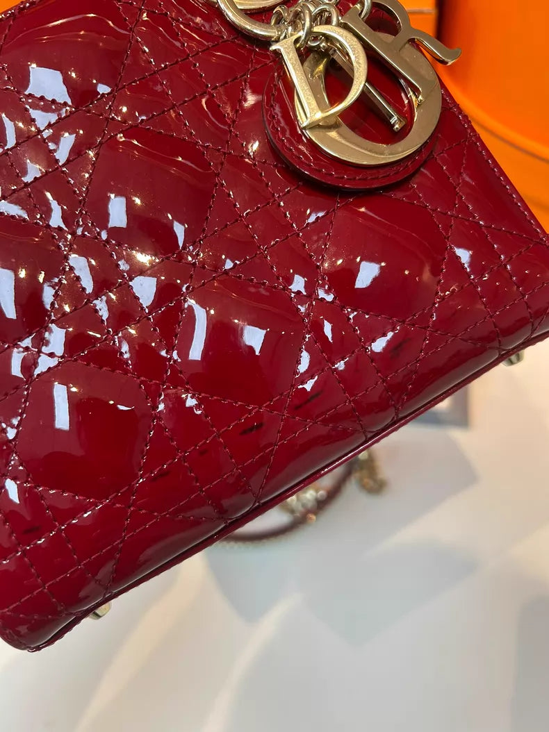 98 Dior /Dior red patent leather Lady Dior