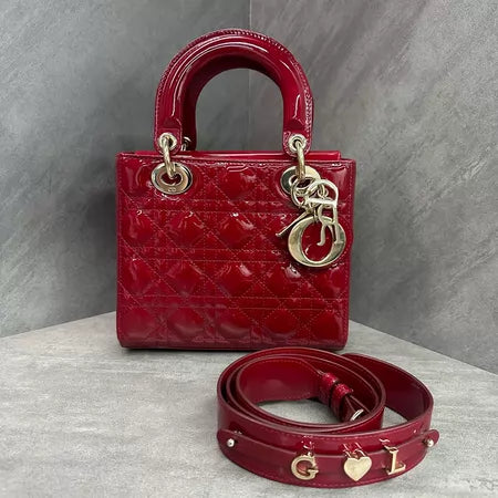 Dior Dior Lady Dior red gold hardware patent leather Lady Dior 20