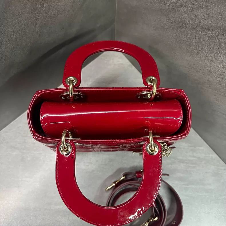 Dior Dior Lady Dior red gold hardware patent leather Lady Dior 20