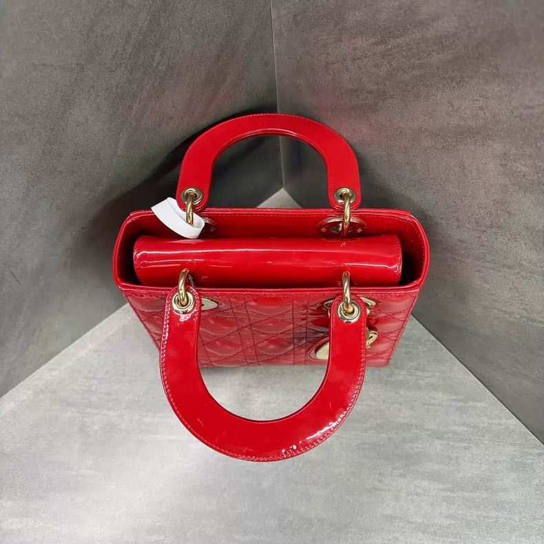 Dior Dior Lady Dior red gold hardware patent leather
