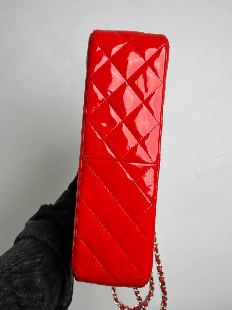 CHANEL Chanel CFJumbo patent leather red silver hardware 1