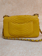Chanel Yellow Python  Rectangular Classic Single Flap